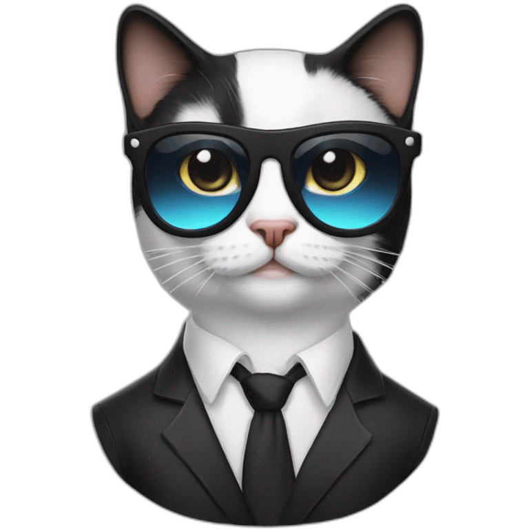 Tuxedo cat wearing aviators emoji