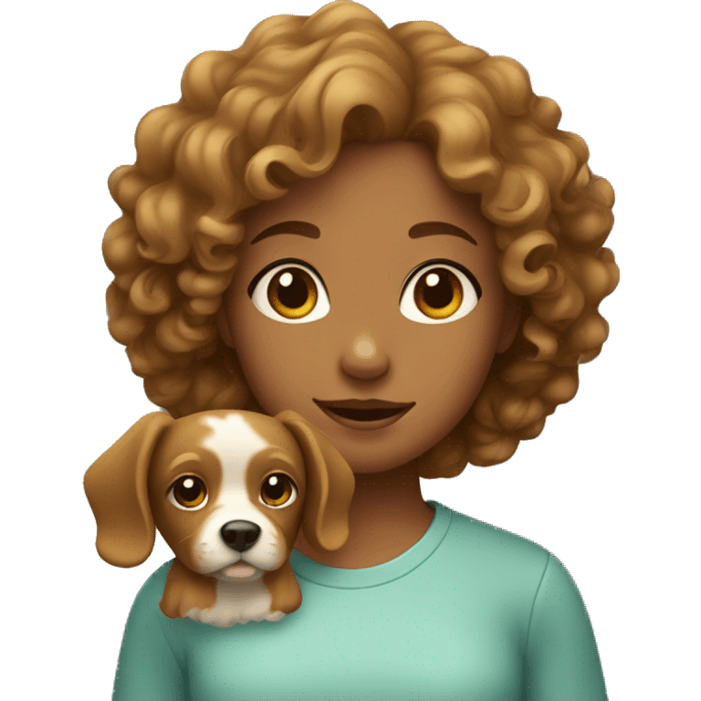 Girl with a curly light brown dog  emoji