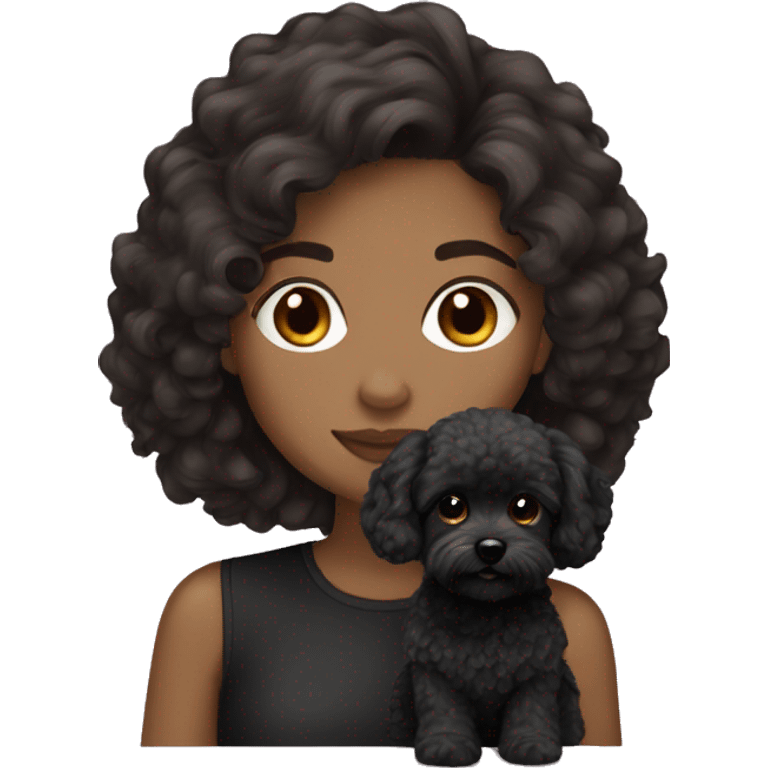 Brunette girl with black maltipoo emoji