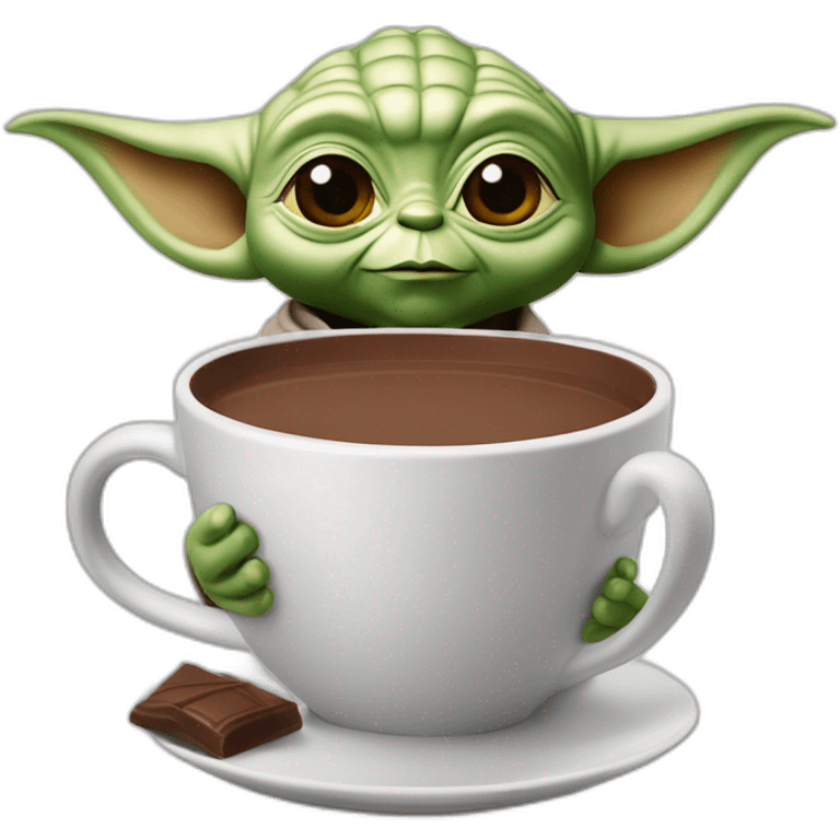 Yoda tiens un chocolat chaud emoji