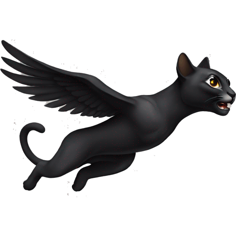 winged black puma flying emoji