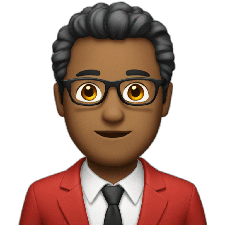 man with a red suit and glasses emoji