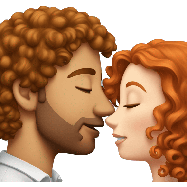 Curly man kissing redhead’s girl’s forehead emoji