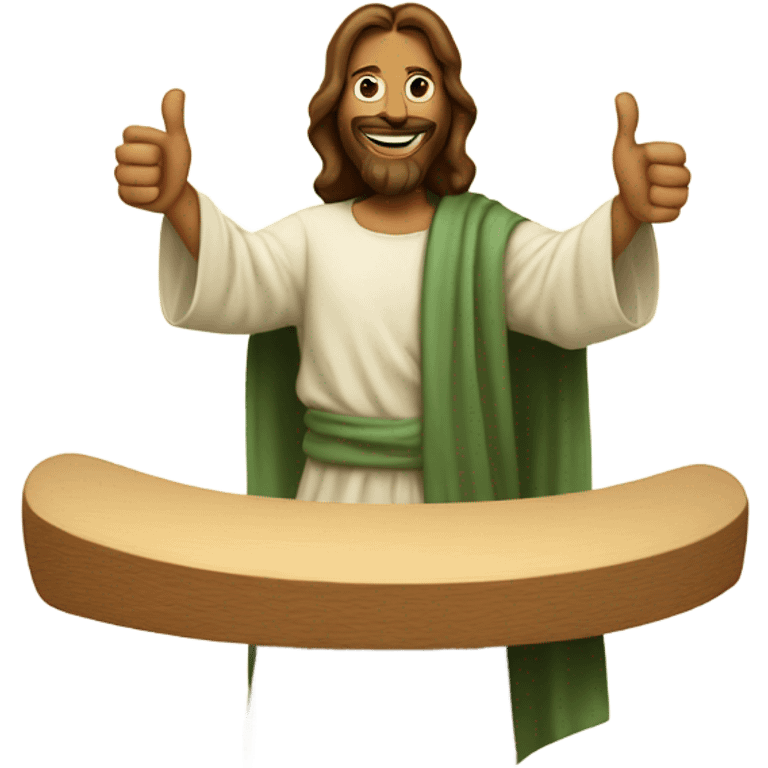 Jesus on a shakeboard thumbs up emoji