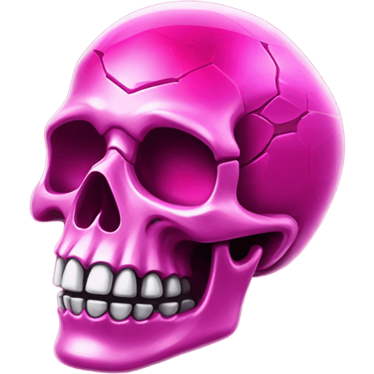 Crystalized hot pink skeleton head that is shiny  emoji