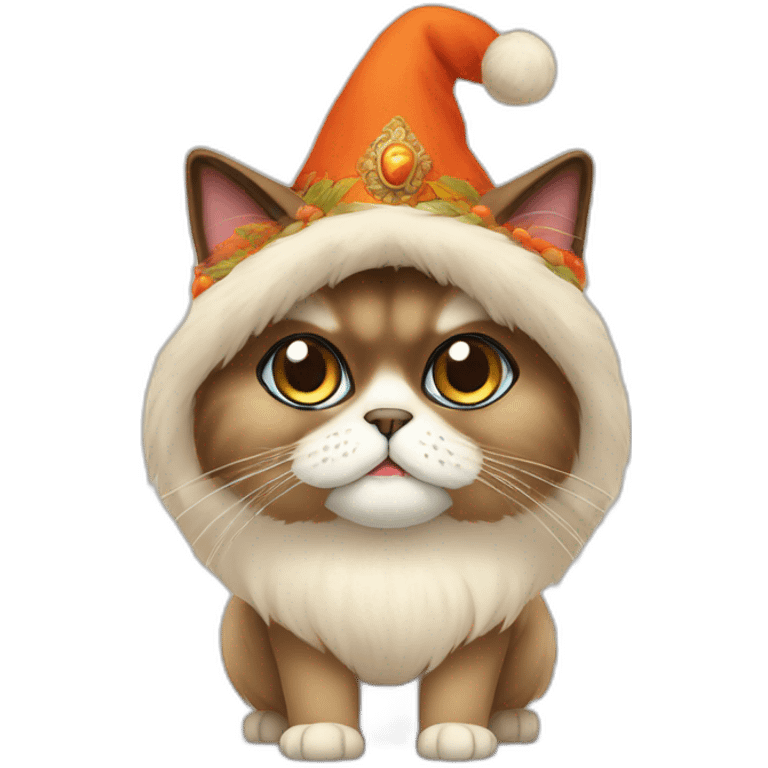 himalayan cat in turkey costume emoji