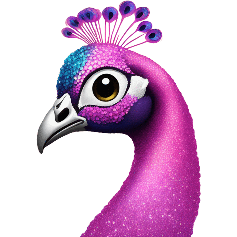 Pink ombre peacock with glitter emoji