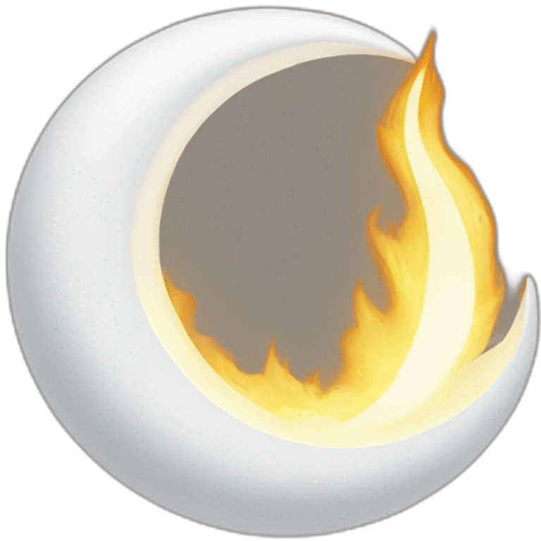 crescent with white flame coming out of it emoji