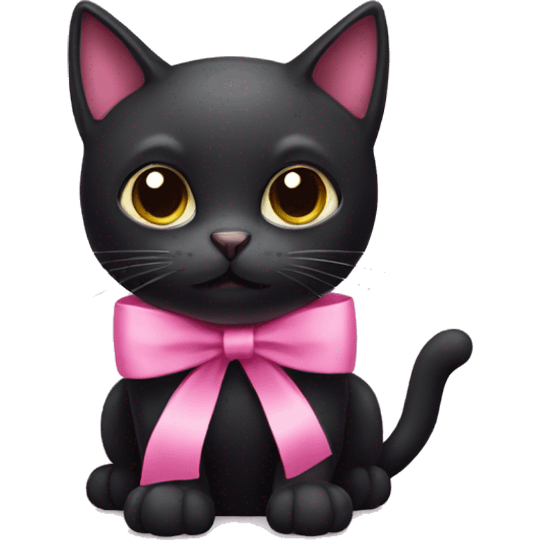 Black cat with a pink ribbon emoji