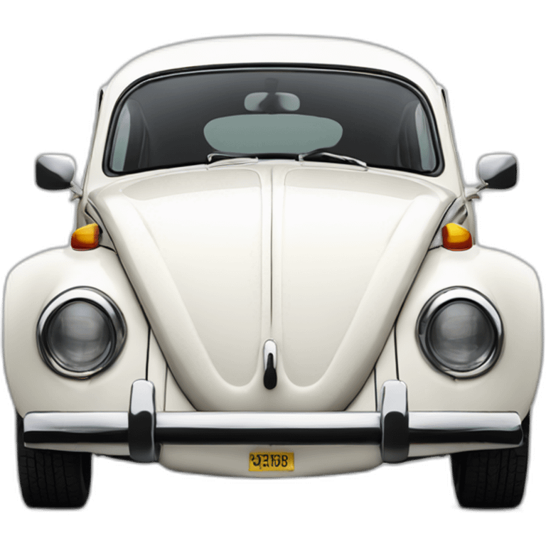 VW beetle Herbie color blanco vista frontal emoji