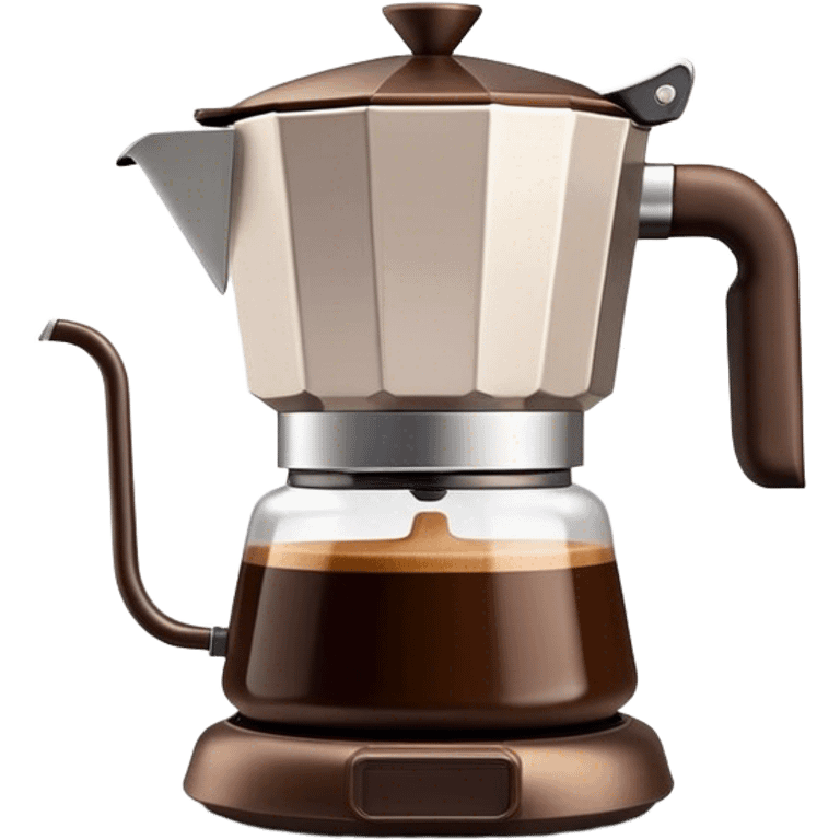 Cinematic Realistic Moka Pot Pop Culture Emoji, featuring an iconic Italian coffee maker rendered with classic charm and warm, inviting lighting. emoji