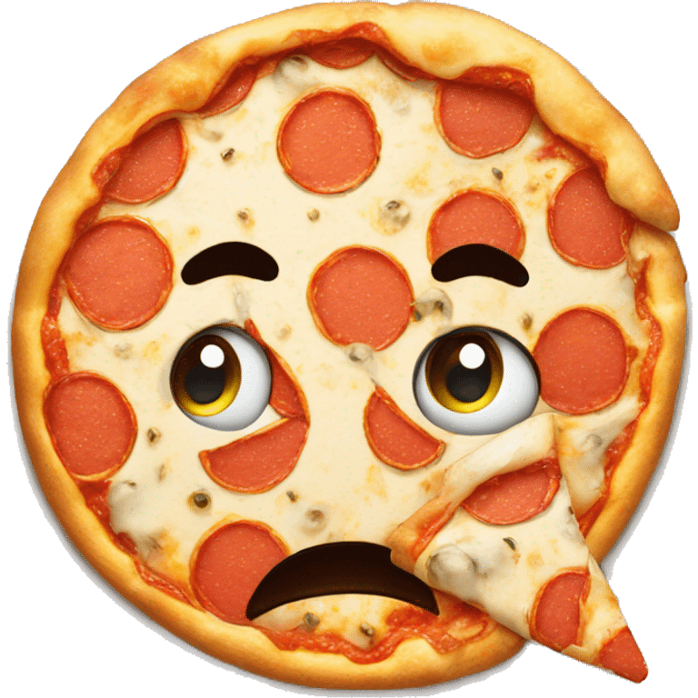 Sad face with pizza emoji