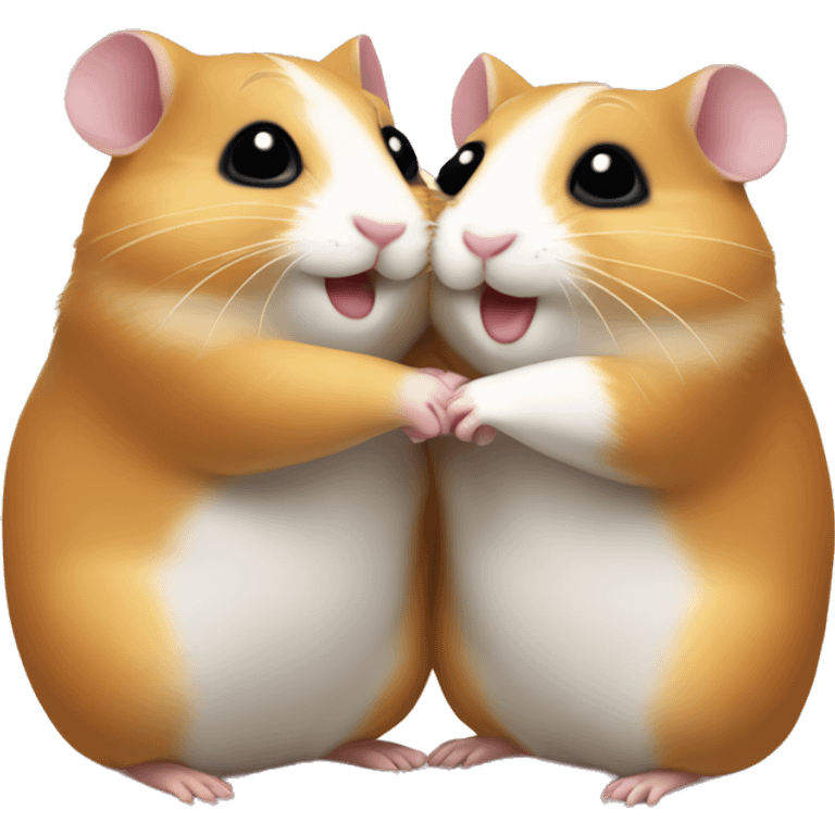 two happy hamsters hug emoji