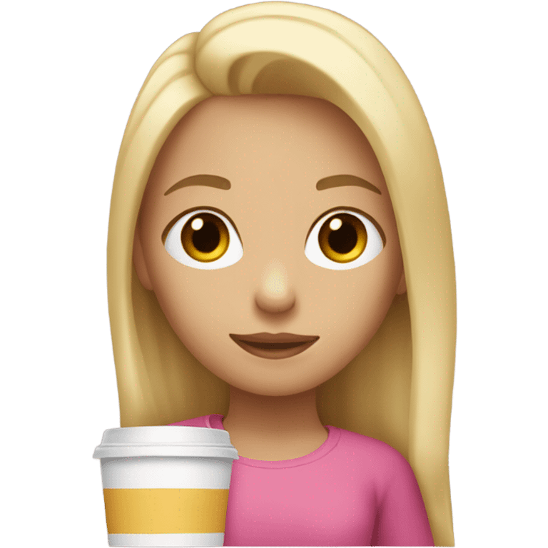 Girl with blonde hair holding tumbler cup emoji