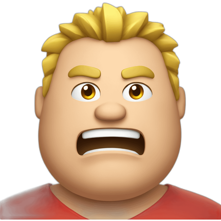 angry fat guy with a red shirt and a mohawk yelling emoji