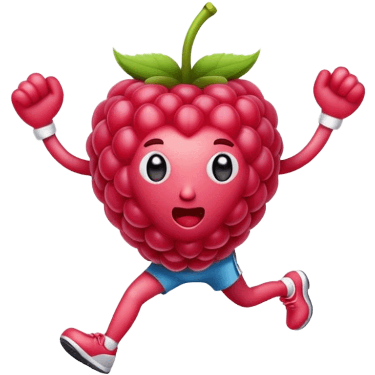 A raspberry does exercise emoji