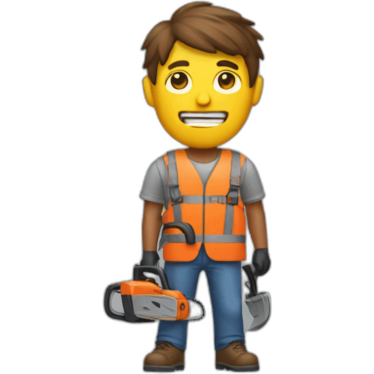 man with toy chainsaw head emoji