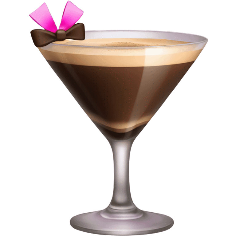 an espresso martini but with a little pink bow on the stem of the glass emoji