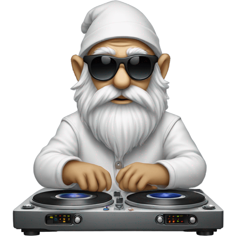 Focused Dj gnome wih sunglasses ad turntables  emoji