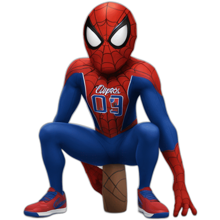 spidermen wearing la clippers jerssey emoji