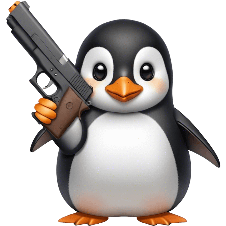 Happy penguin with a Glock 19 emoji