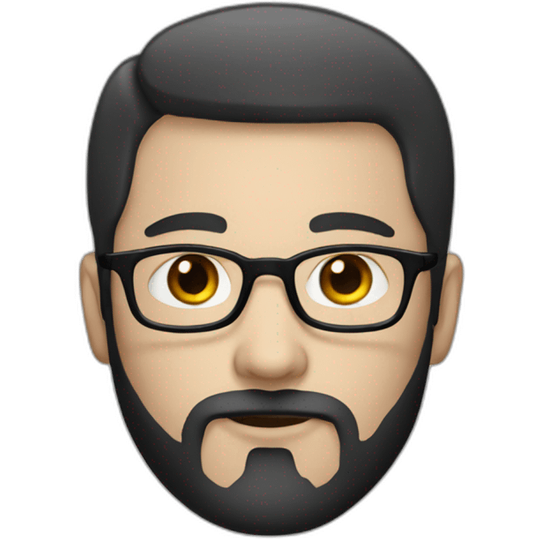 white man with round glasses and black straight short hair and short blackbeard emoji