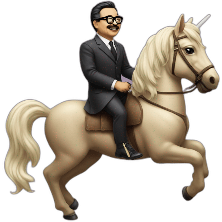 Salvador Allende having fun on a unicorn emoji