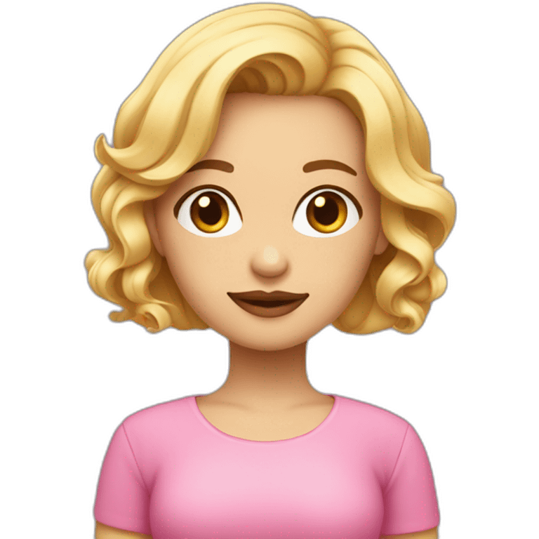 Mujer rubia con rosado cabello corto emoji