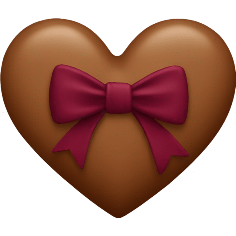 Brown heart with a burgundy bow emoji