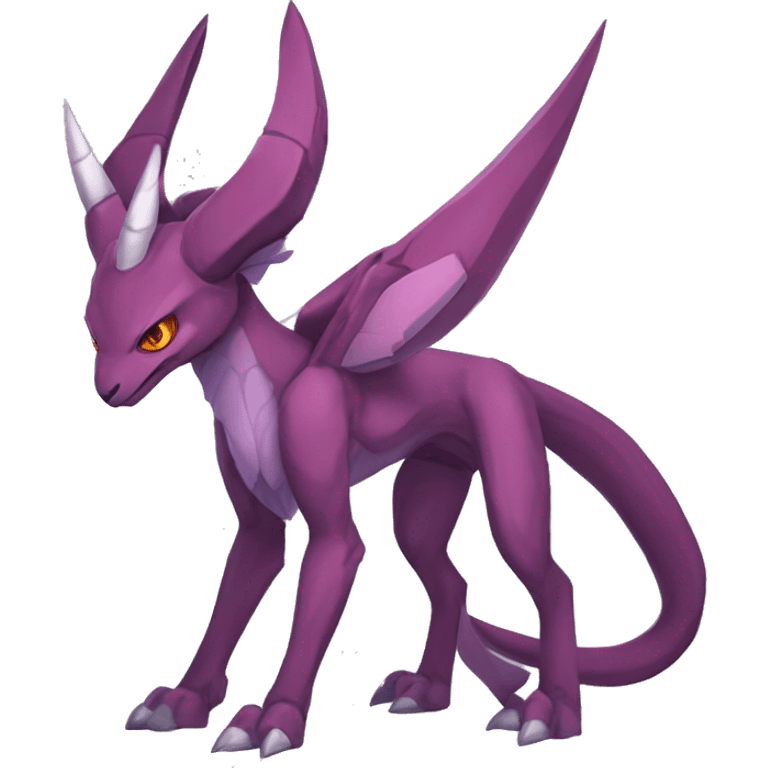 Mauve-maroon-red-violet-colored edgy anthro-genesect-raptor-scalie-sona-Fakémon-hybrid with a mane on head and back and horns full body emoji