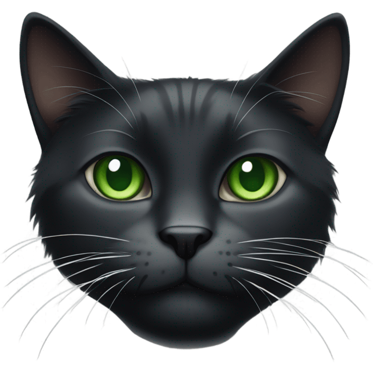 a black and white cat with green eyes and white ling whiskers emoji