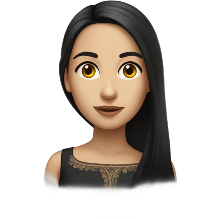 Hyper Realistic Beautiful Spanish girl brown eyes straight very long dark black hair  emoji