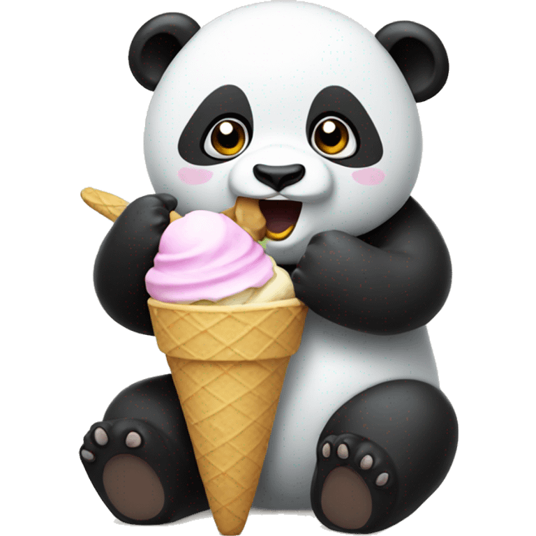 Panda eating ice cream emoji