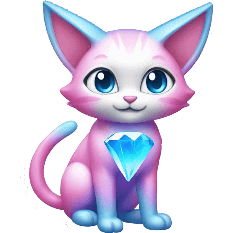 Shiny Pink-Blue-gradient Diamond-Fairy-type-Fakémon-Cat full body emoji