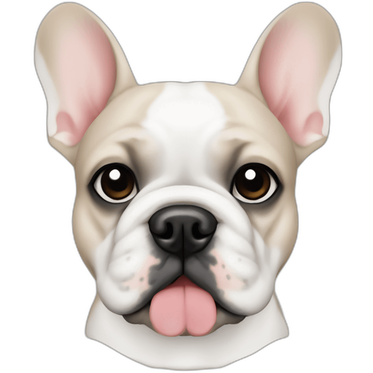 white frenchie bulldog with black dot on eye emoji