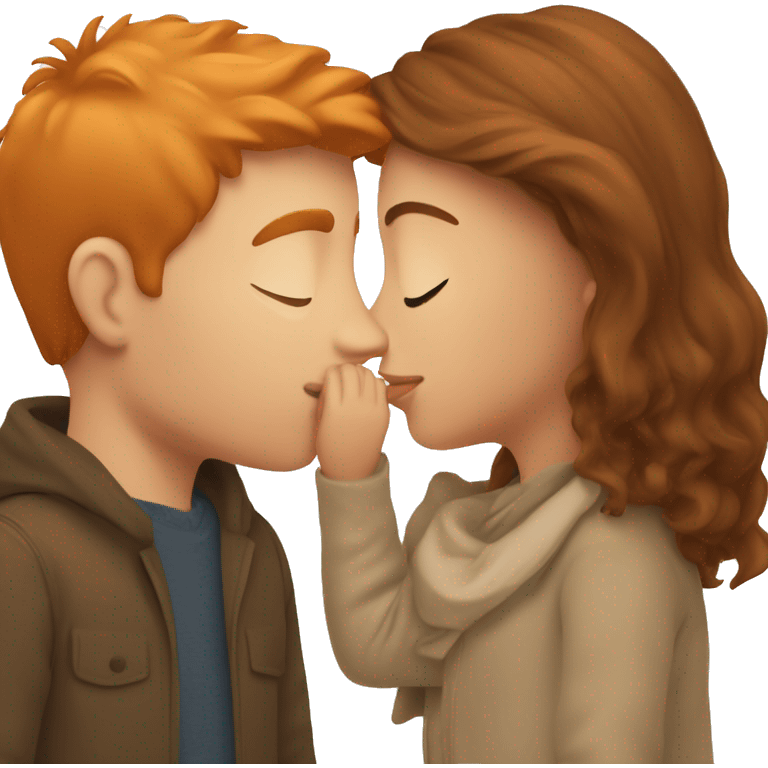 Brown hair girl kissing ginger guy emoji