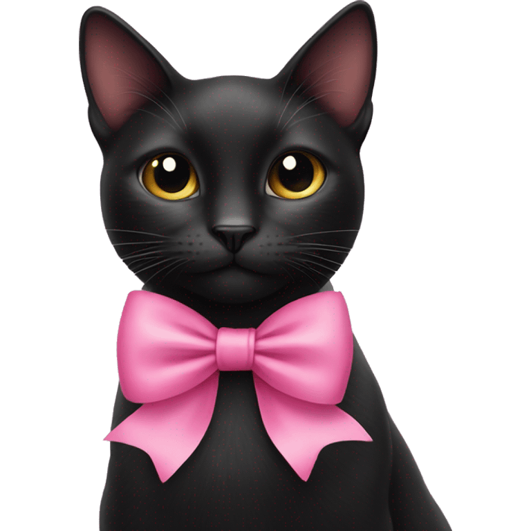 Black cat with pink bow around neck emoji