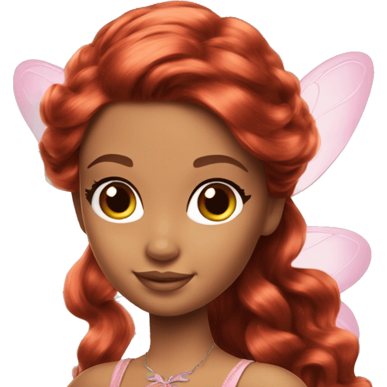 Attractive Barbie brown red hair fairy emoji