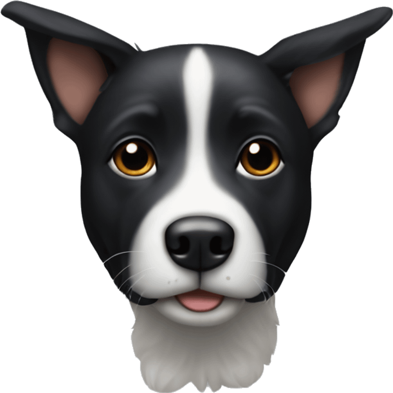 Short Furry Black dog white stripe on nose emoji