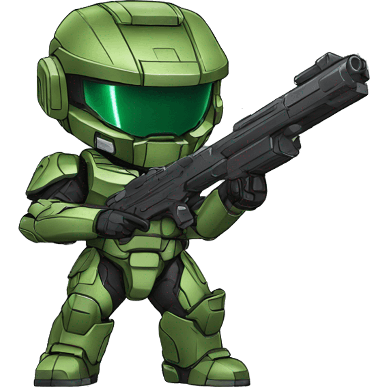 Master Chief anime chibi style, shooting  emoji