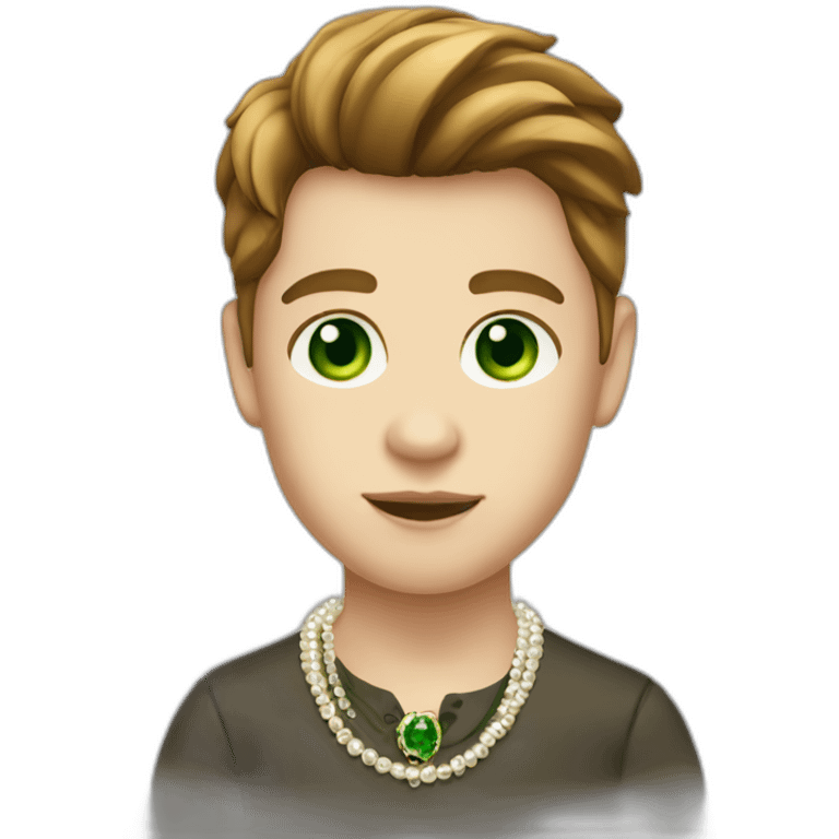 Posh-boy-with-pearl-necklace-and-green-eyes-and-brown-hair emoji