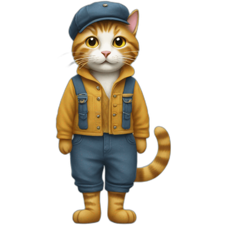 hackney cat with trousers and Fishermans cap emoji