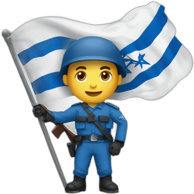 A soldier holds the flag of the State of Israel emoji