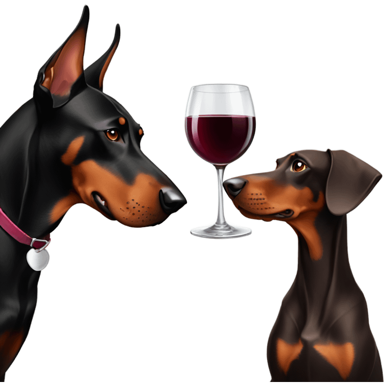 Red wine and doberman emoji