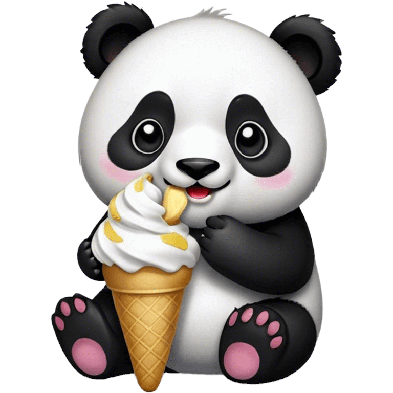 Panda eating ice cream emoji