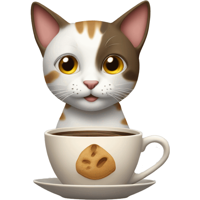 Gato bebiendo café  emoji