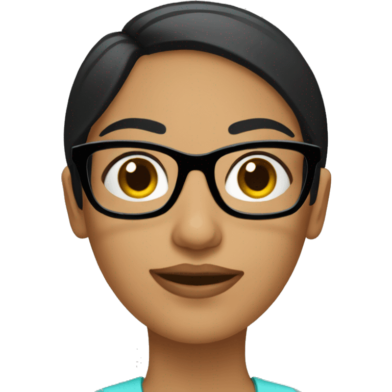 Hispanic woman with short straight black hair  and dark glasses emoji