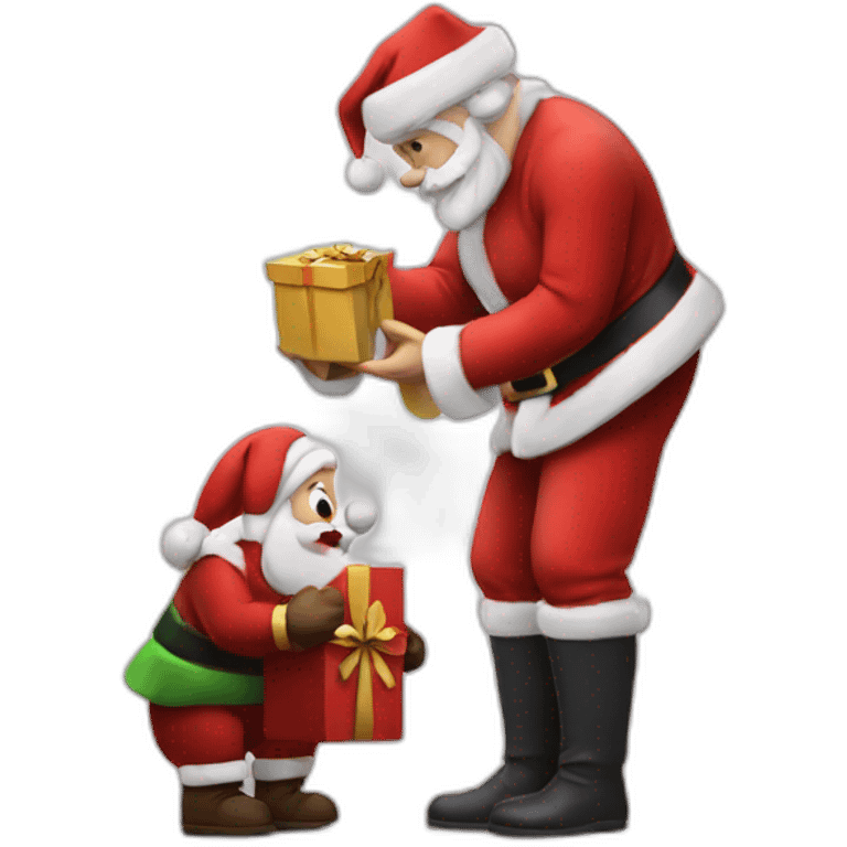 Santa giving gift to a man emoji