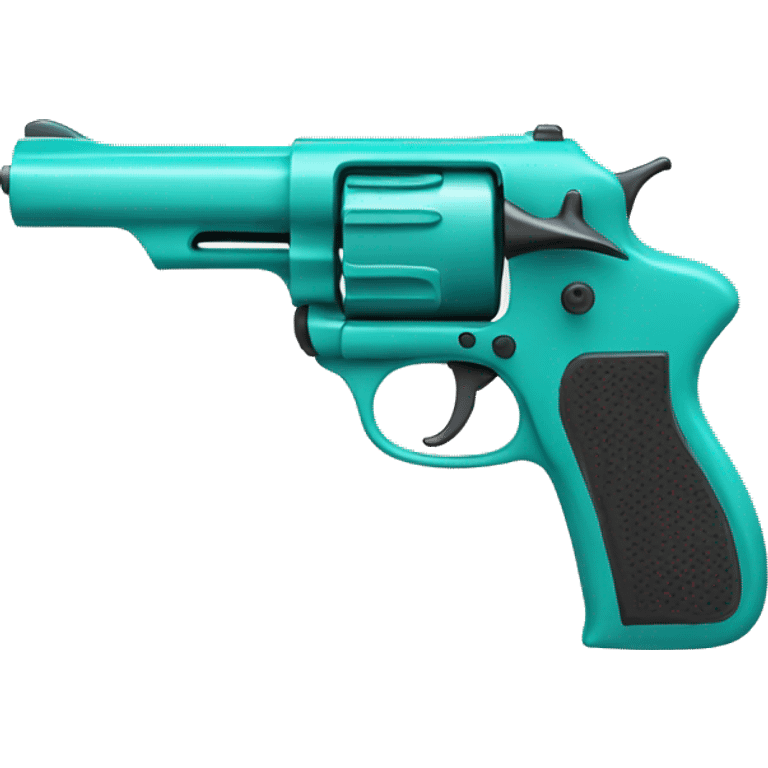 turquoise handgun with bow emoji