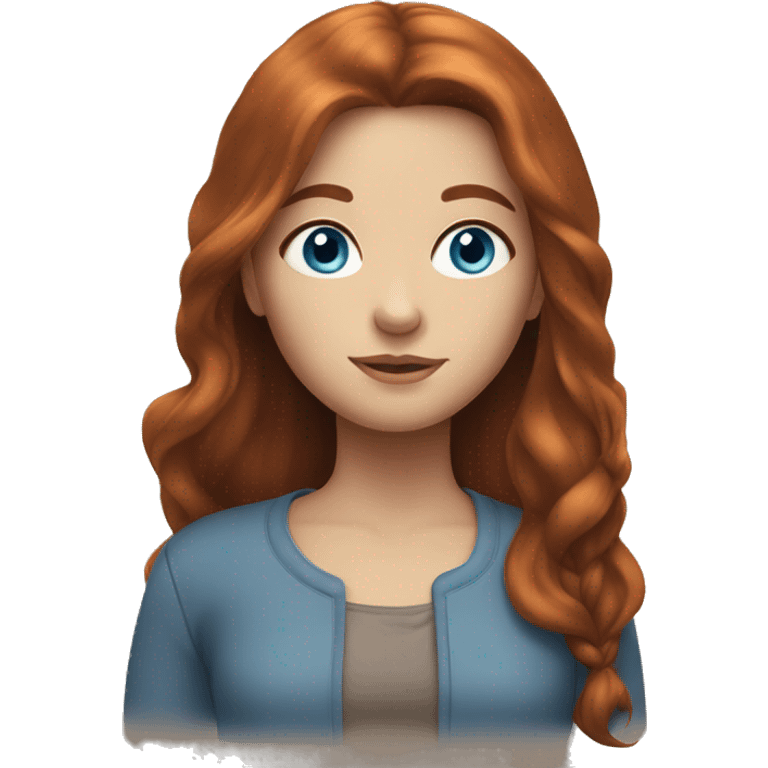 Girl with long auburn hair, blue eyes  emoji